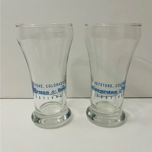 Keystone Colorado Set of 2 Bluegrass & Beer Festival Mini Pilsner Beer Glasses